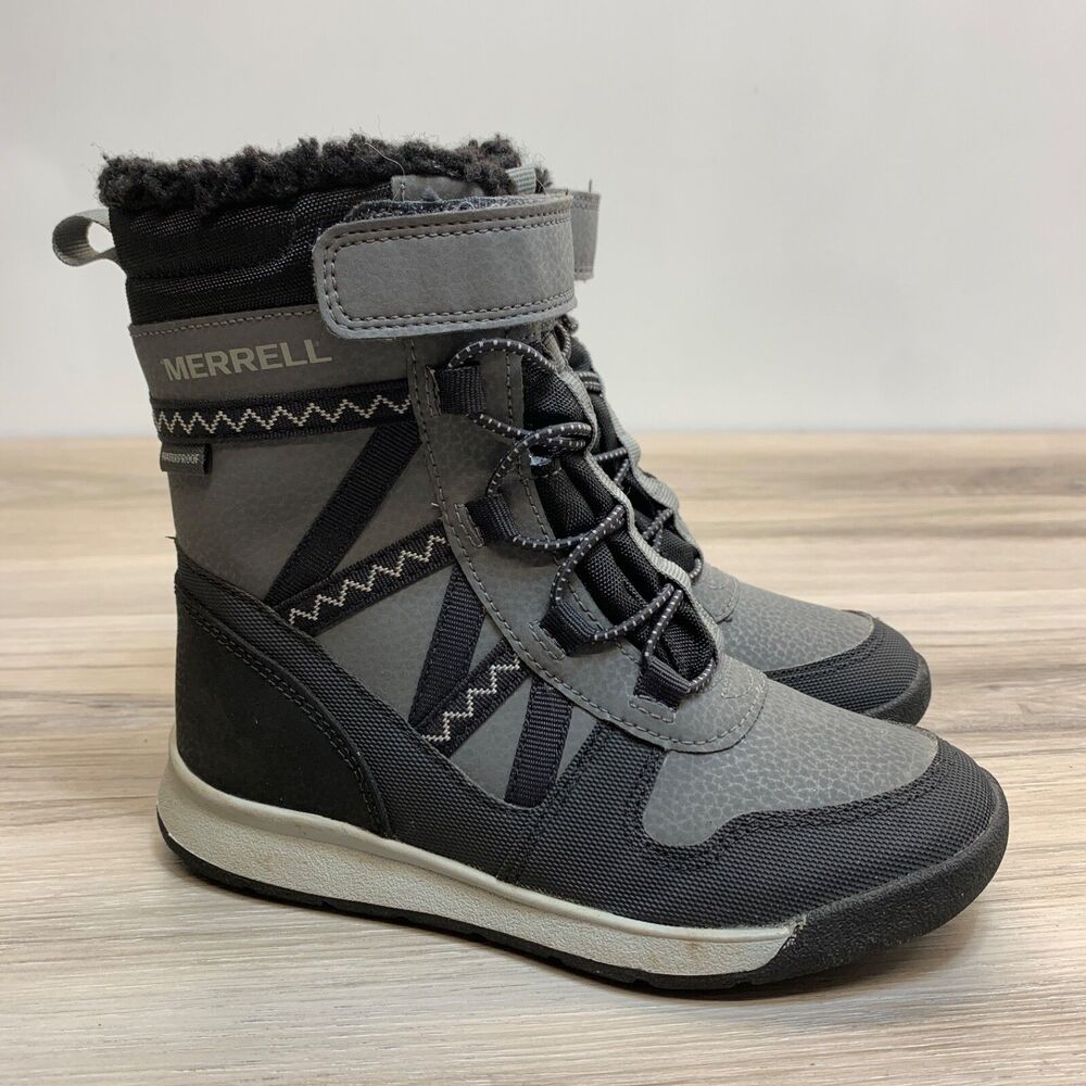 KIDS MERRELL SNOW CRUSH 2.0 WATERPROOF INSULATED SNOWBOOTS Size 12 EU 30 GREY